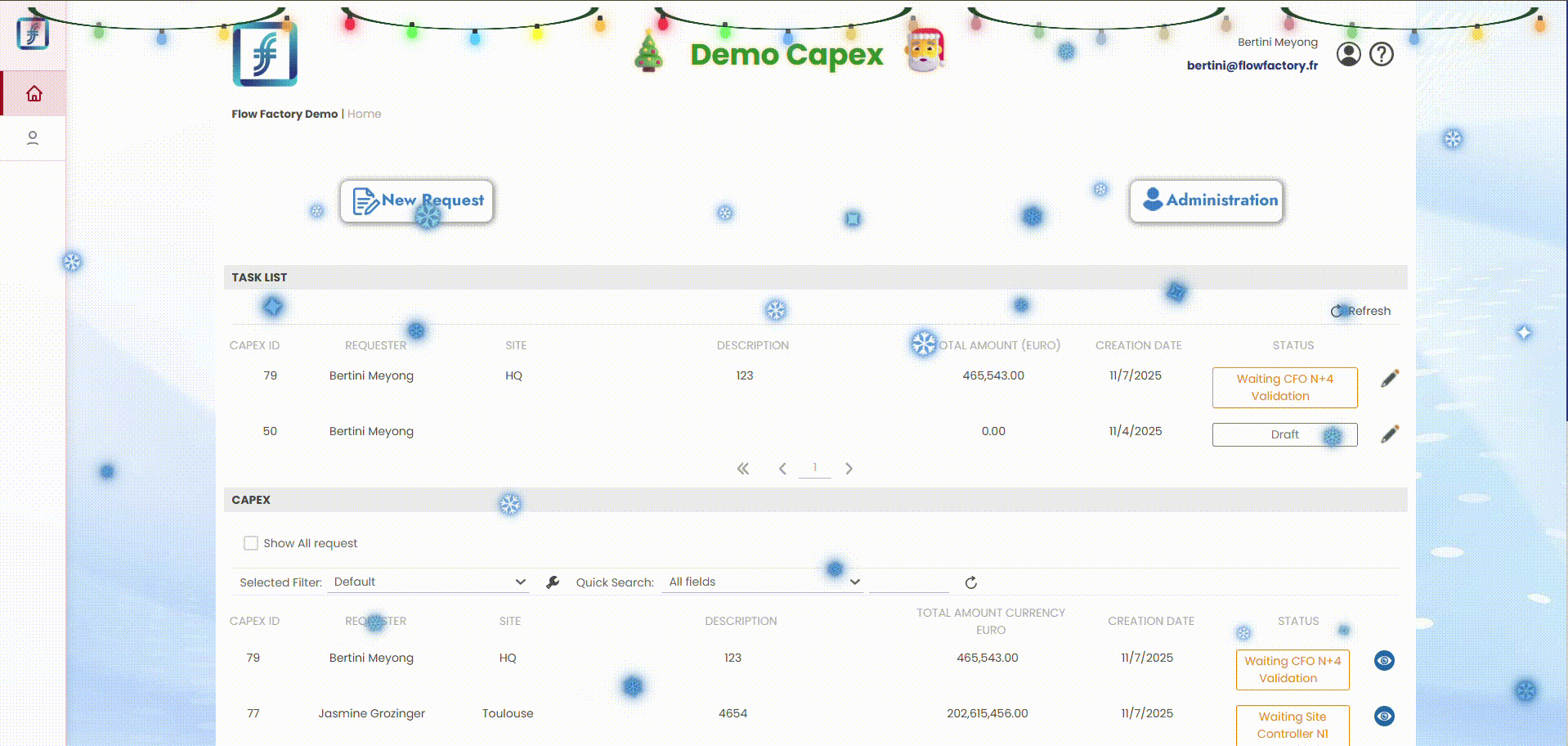 Thème Noël pour formulaires K2 avec neige et guirlandes animées