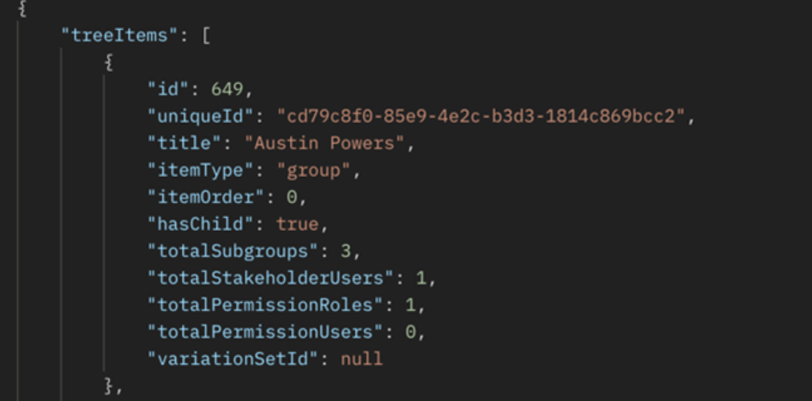 Résultat de la récupération des groupes