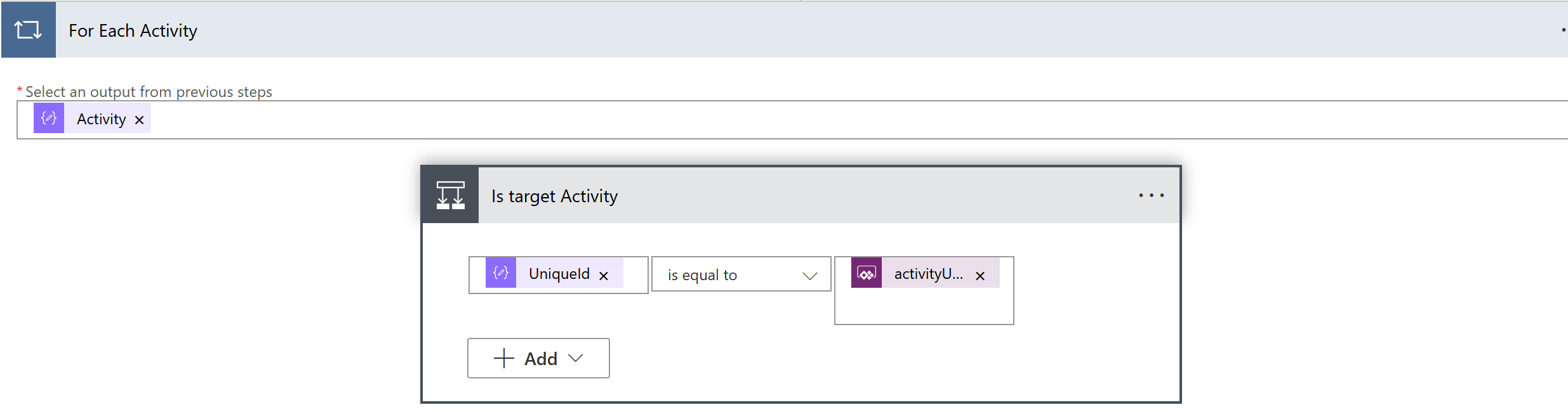 Vérification si l'activité de Promapp remontée depuis la Power Platform, correspond à celle que l'on souhaite modifier