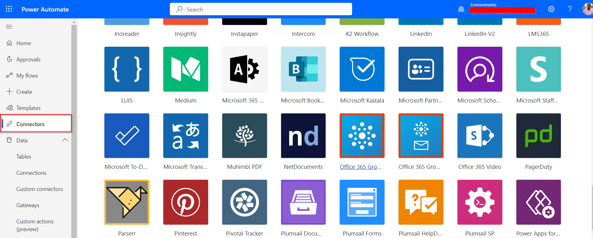 Custom connector screen