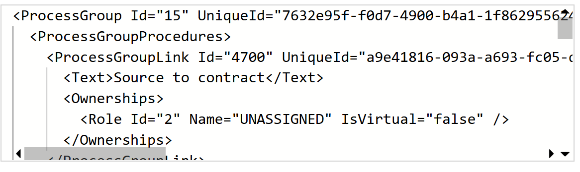Résultat de la récupération du XML des processus