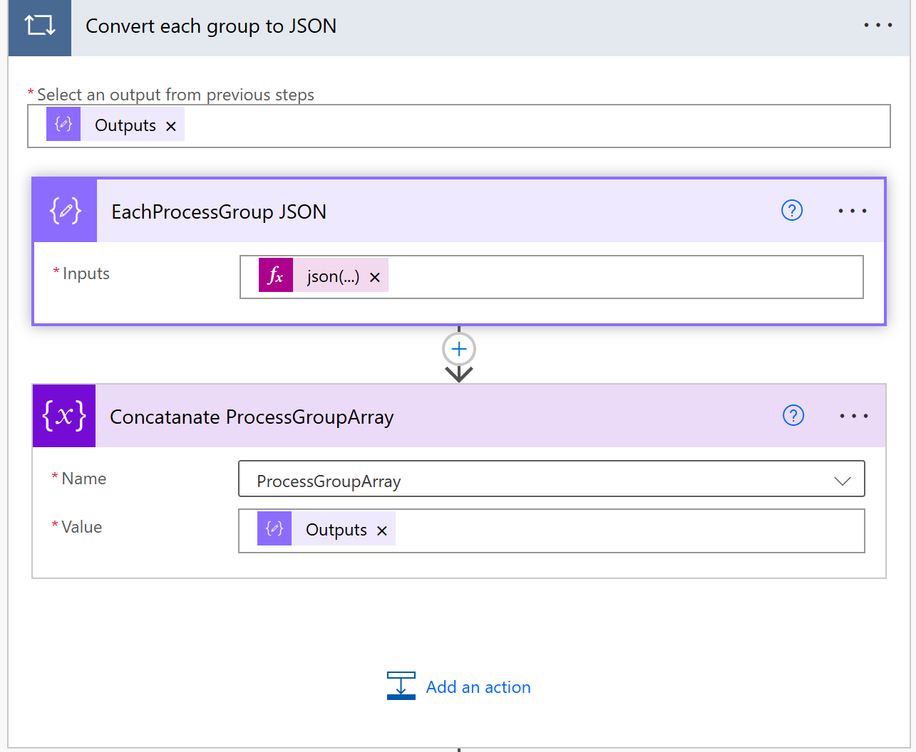 Conversion du XML des processus en JSON