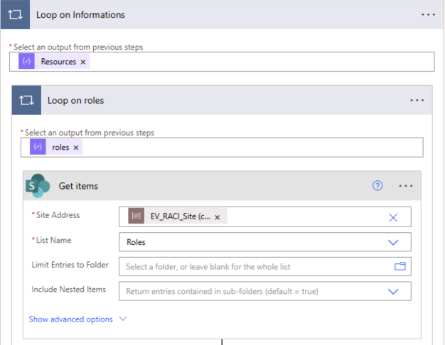 Récupération des rôles déjà existants dans la liste SharePoint des rôles