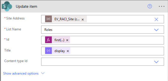 Mise à jour d'un rôle