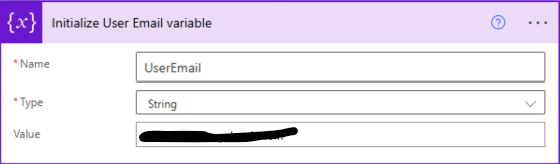 Initialisation de la variable permettant de stocker l'amail de l'utilisateur